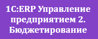 1С:ERP Управление предприятием 2. Бюджетирование